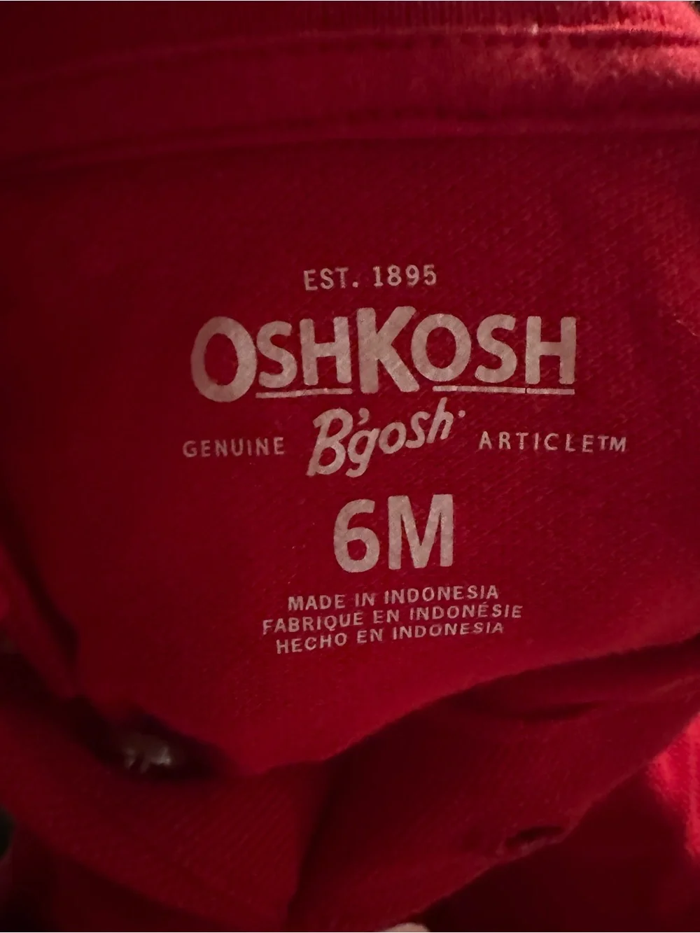 OshKosh B'gosh Bright Red Polo Baby Bodysuit Size 6 Month C6